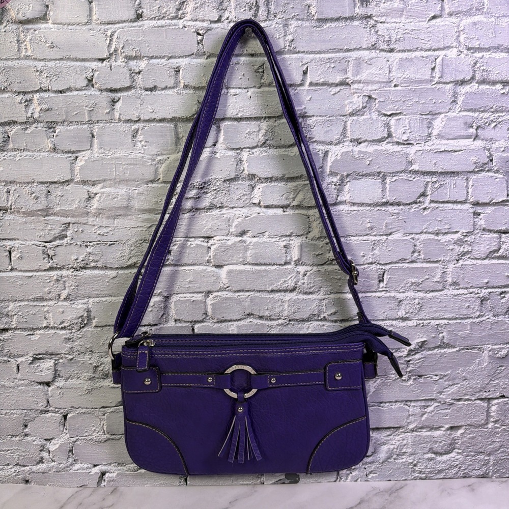 Rosetti Purple Crossbody Purse Handbag Clutch Pebbled Faux Leather